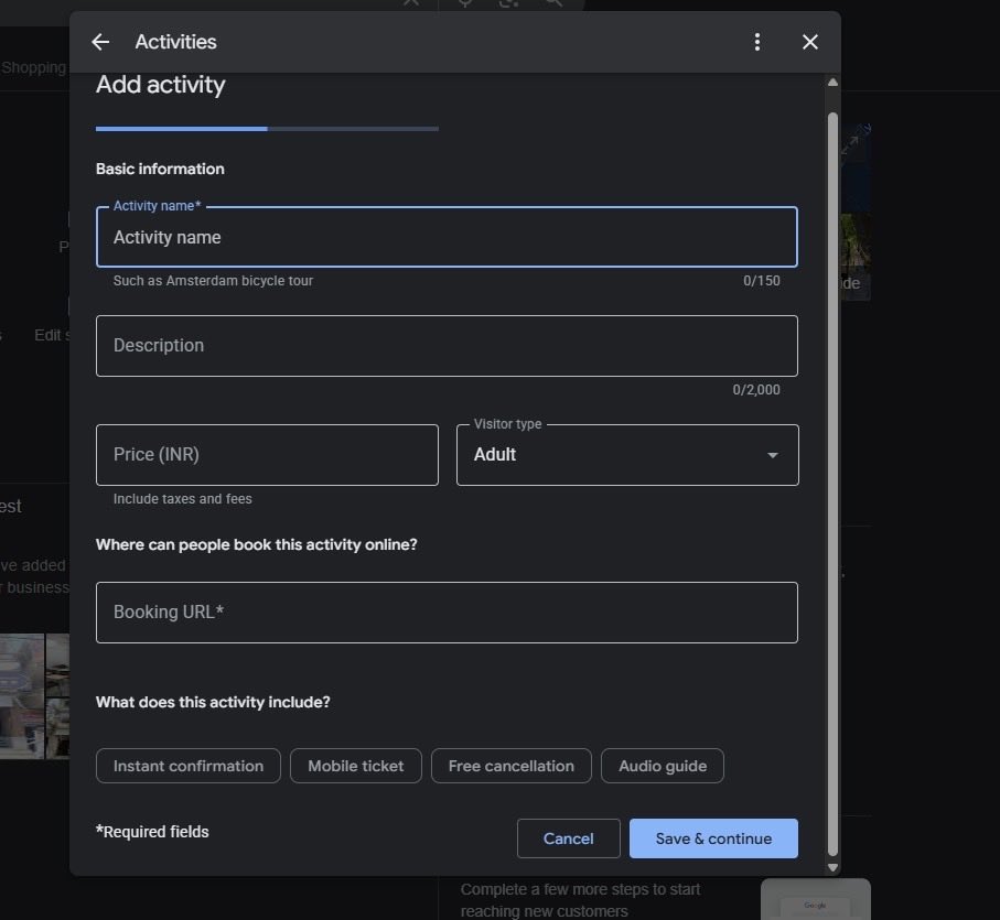 Activités des profils d'entreprise Google Modifier