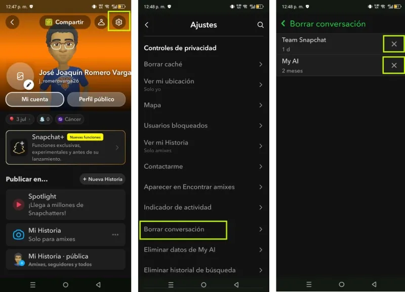 Comment supprimer les messages Snapchat sur Android