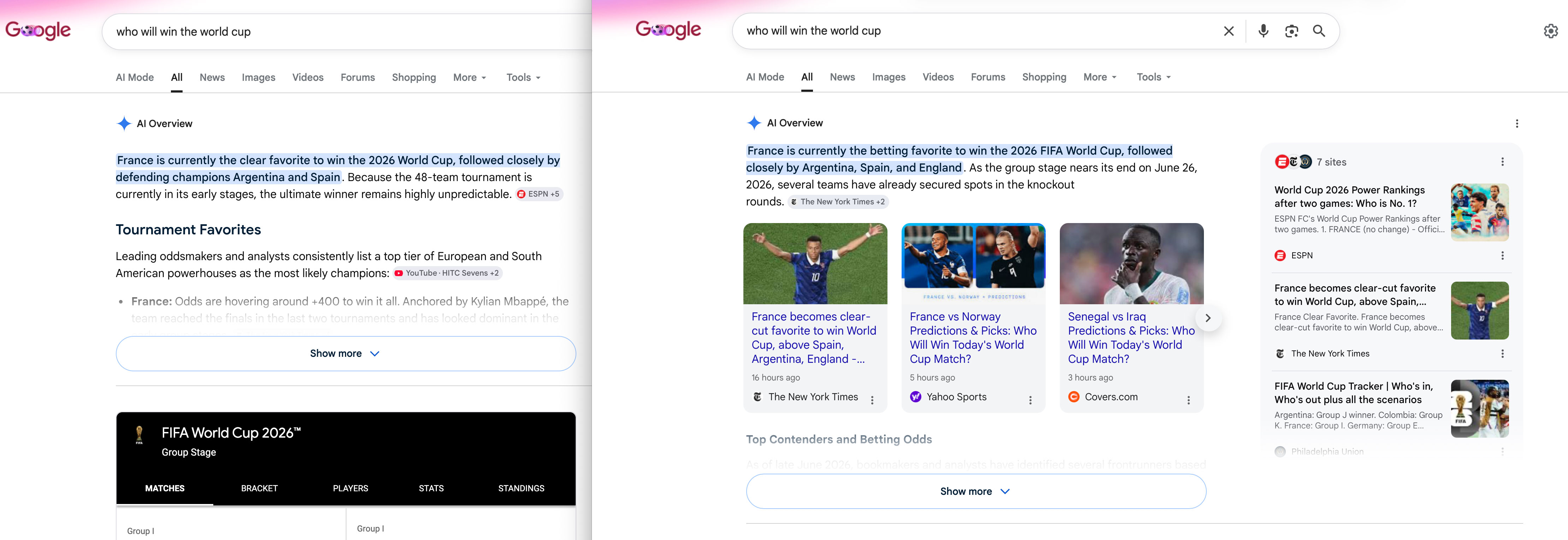 Histoires du carrousel de présentation de Google Ai