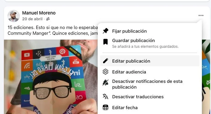 modifier le contenu de Facebook