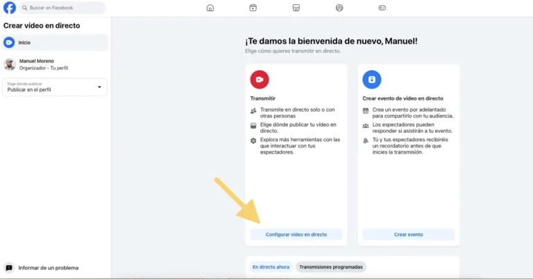 configurer la vidéo en direct sur Facebook