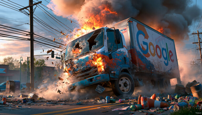 Google Moving Truck Destruction