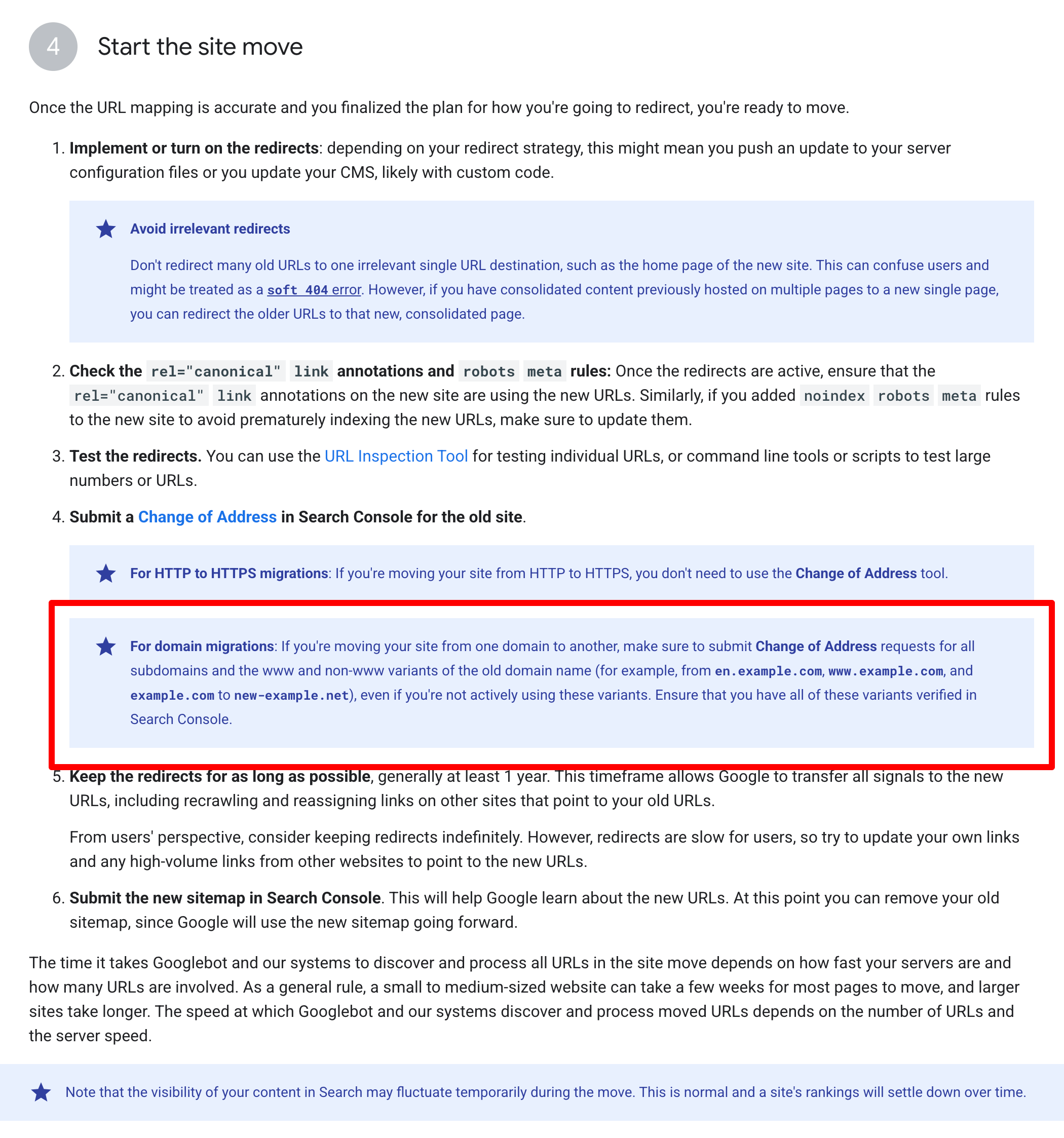 Changement d'adresse Variantes de domaine Google