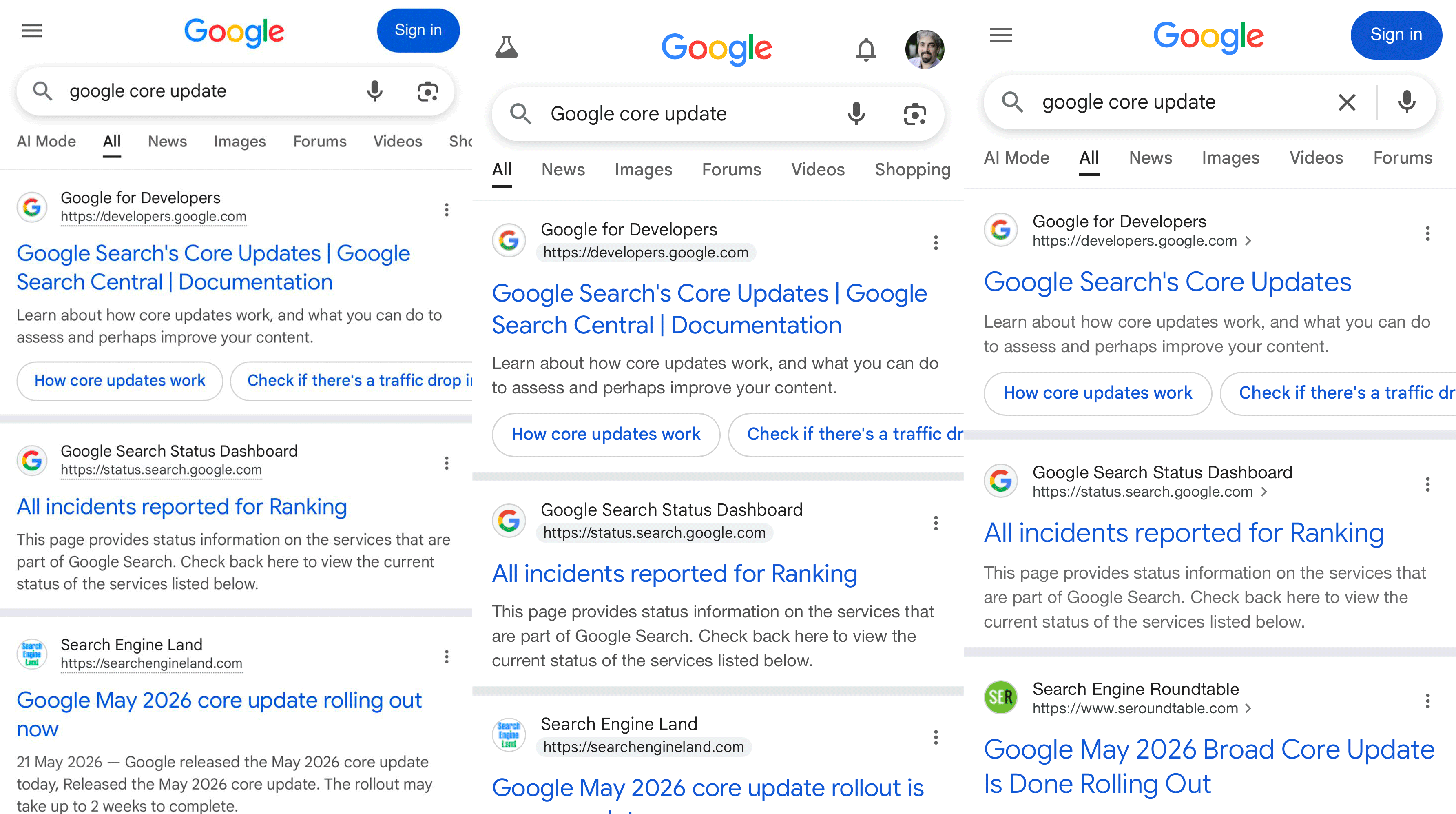 Extrait d'URL ombré souligné en pointillé de Google
