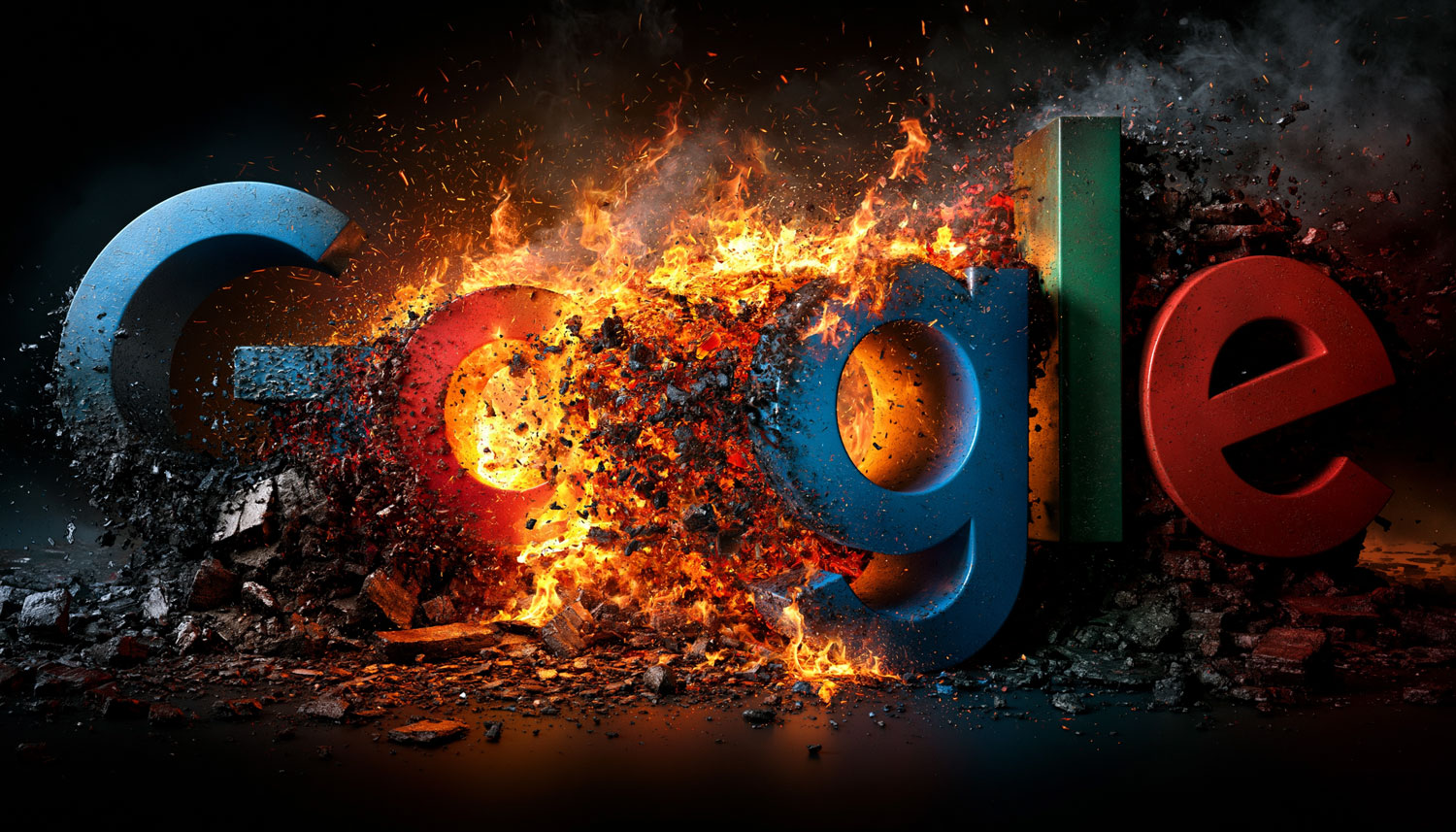 Google Logo Destroyed