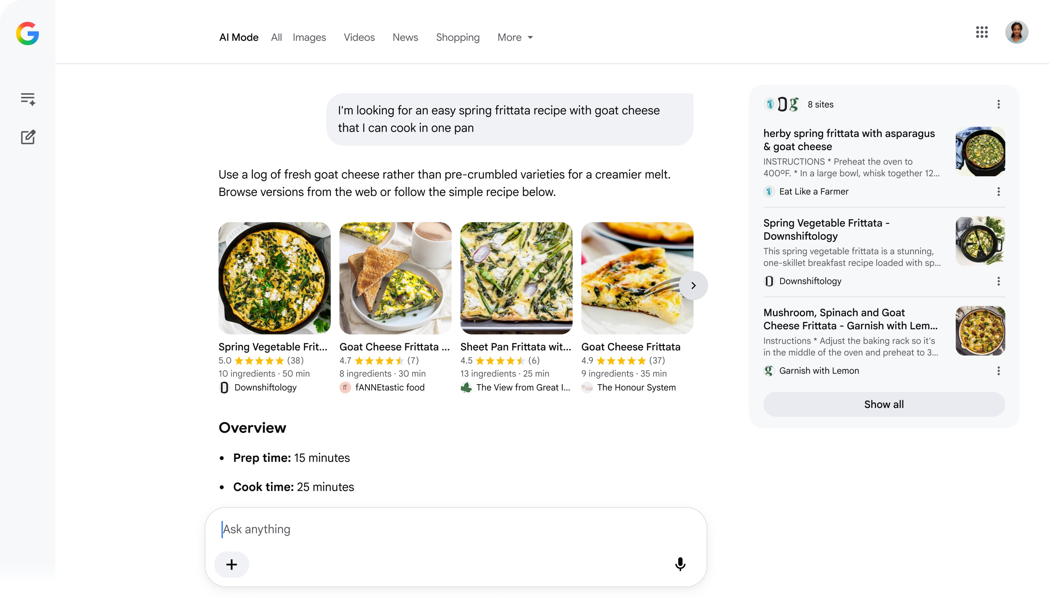 Mise à jour de la recette du mode Google Ai