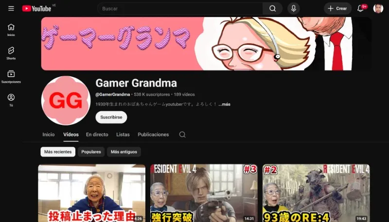 Chaîne Gamer Grandma de l'un des grands-parents les plus populaires sur YouTube