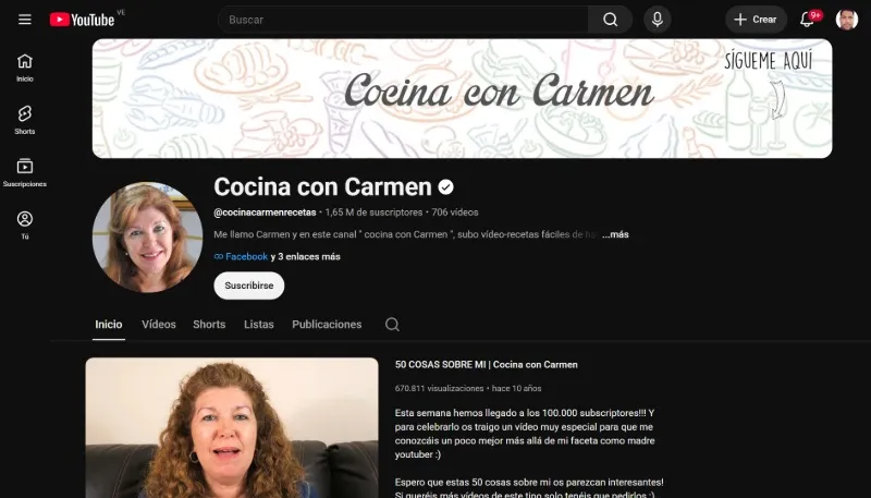 Cuisine avec Carmen chaîne de l'un des grands-parents les plus populaires sur YouTube