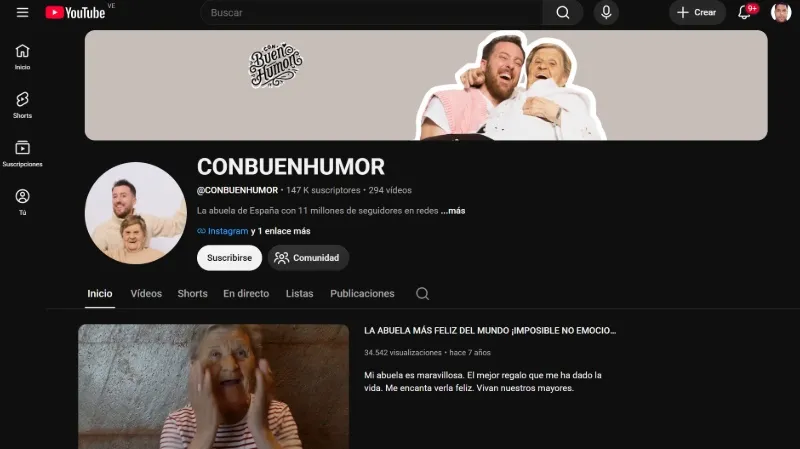 Chaîne Conbuenhumor de l'un des grands-parents les plus populaires sur YouTube