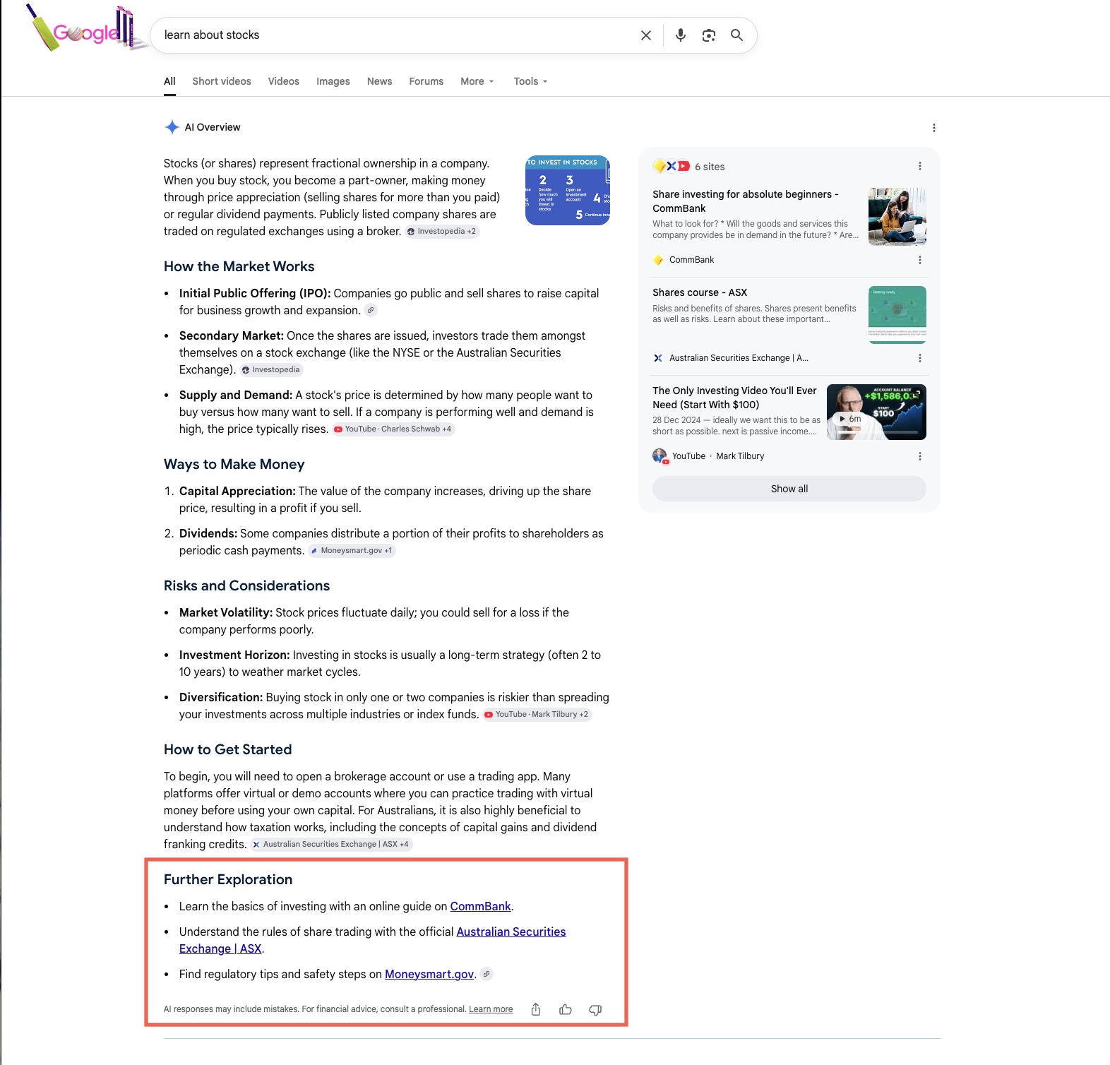 Exploration plus poussée de Google