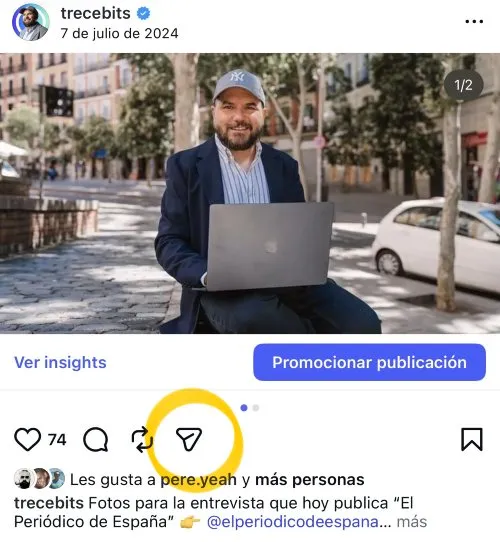 bouton partager sur instagram