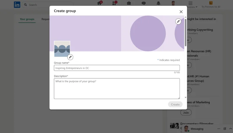 Étapes pour créer un groupe LinkedIn