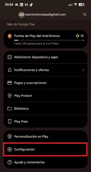 Paramètres Android