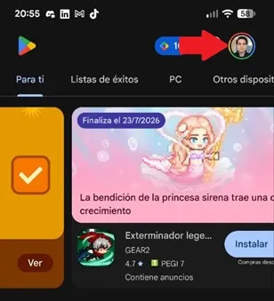 Menu du Play Store