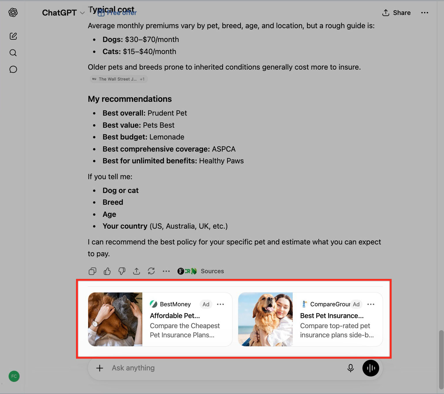 Deux annonces Chatgpt