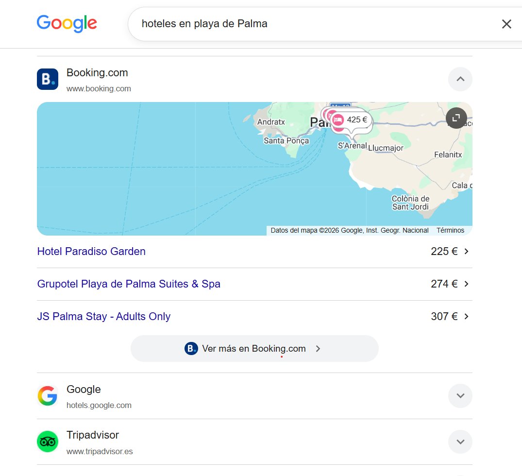 Recherche d'hôtels Google en Europe