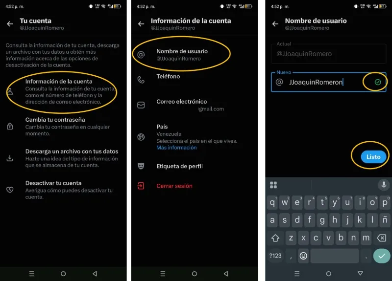 Étapes pour changer le nom d'utilisateur sur Twitter dans l'application Android