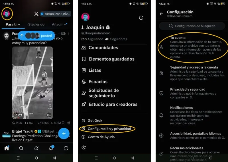 Étapes pour changer le nom d'utilisateur sur Twitter dans l'application Android