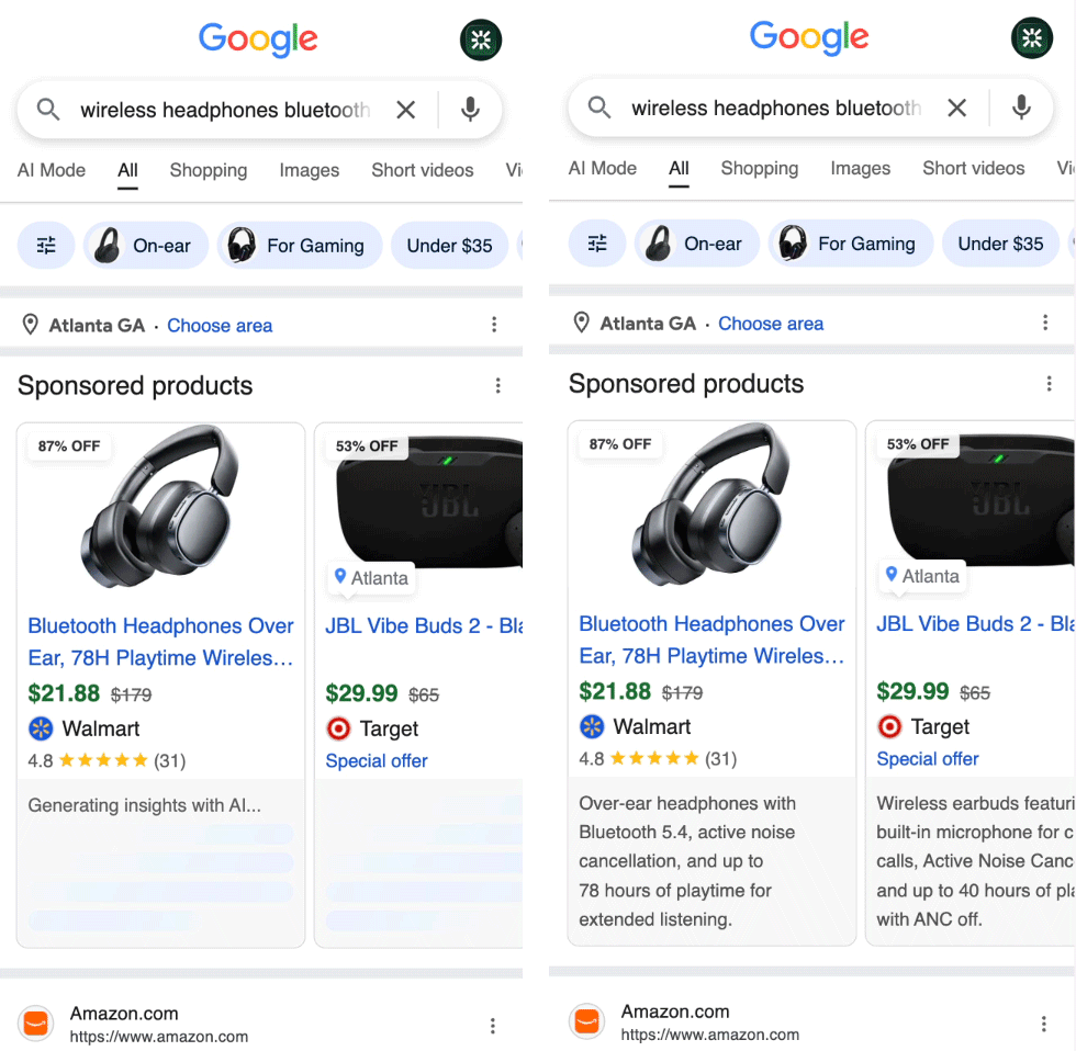 Annonces Shopping de descriptions générées par Google Ai