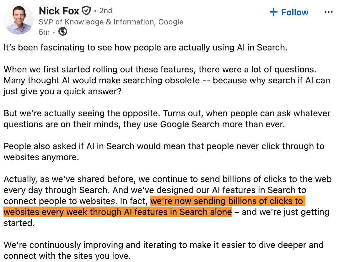 Nick Fox Des milliards de clics Recherche Ai