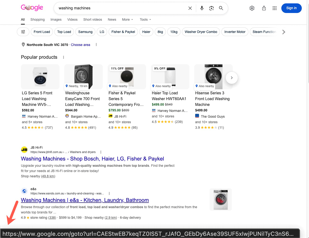 Liens vers les résultats de recherche Google Aller à