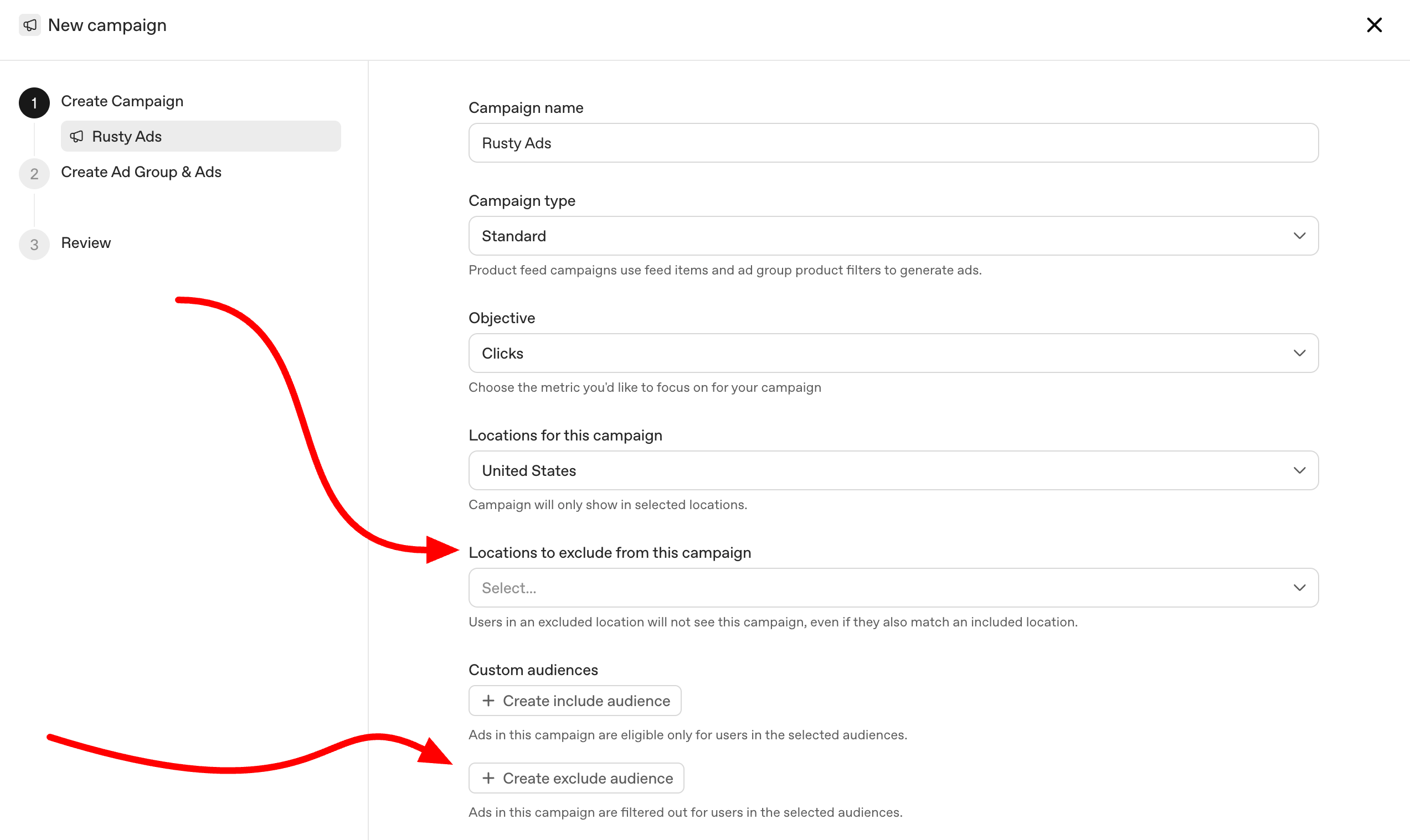 Audience de localisation des exclusions d'annonces Chatgpt