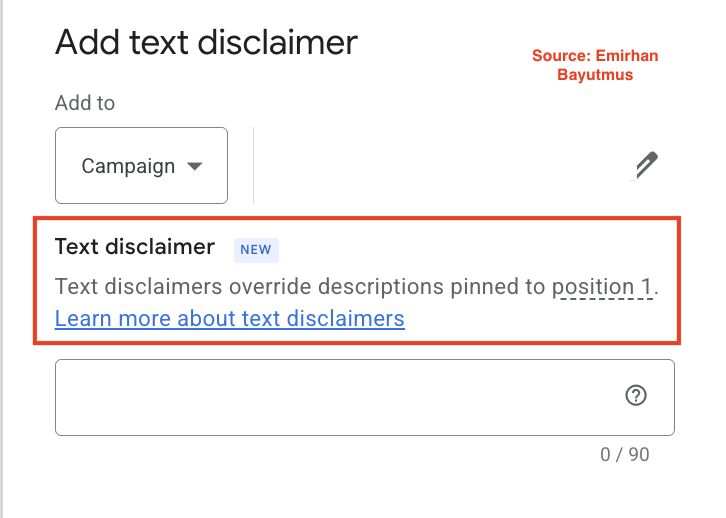 Paramètre de remplacement de la clause de non-responsabilité du texte