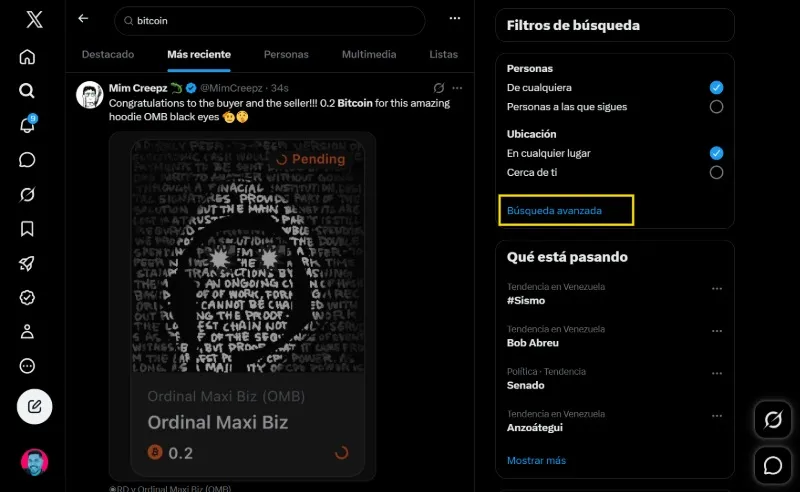 Comment faire une recherche avancée de publications dans X par compte