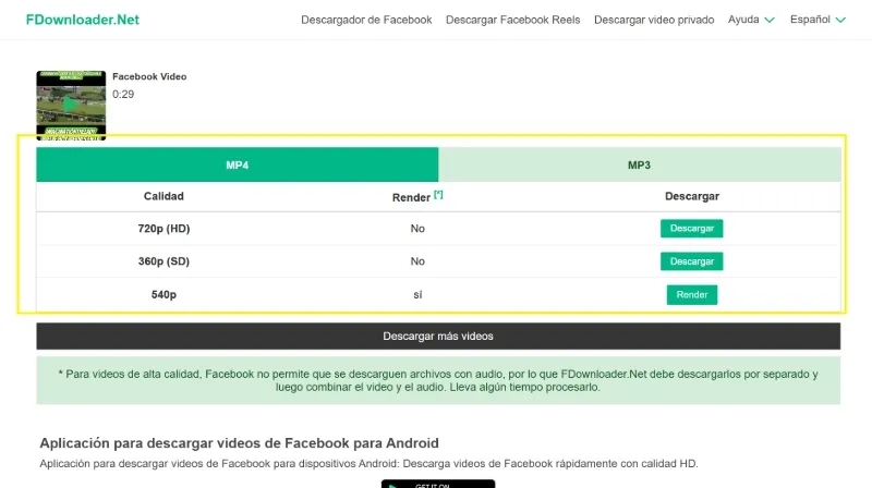 Configurer le téléchargement de la vidéo Facebook