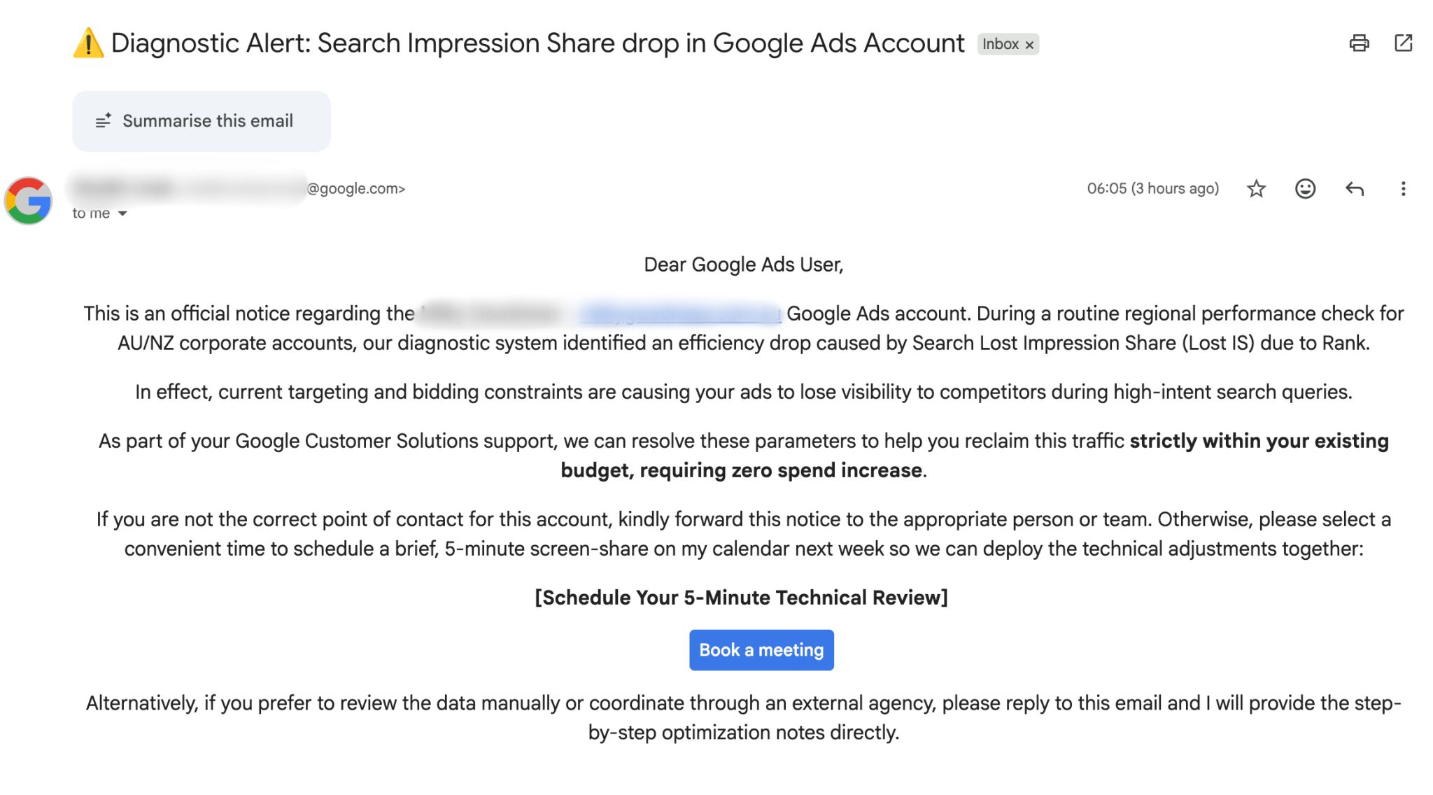 Poach d'e-mails Google Ads