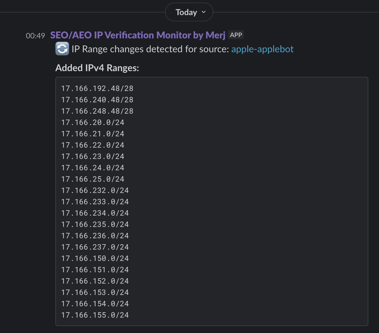 Ajout d’adresses IP Applebot