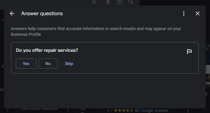 Invites de contrôle qualité des profils d'entreprise Google12