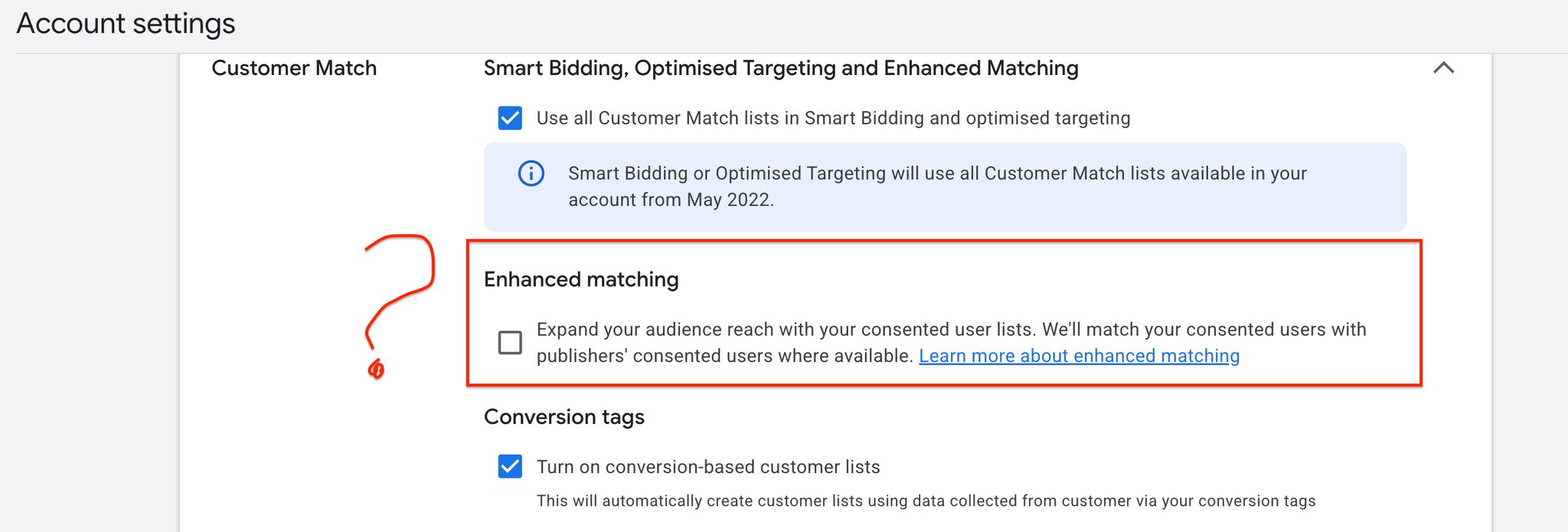 Correspondance améliorée de Google Ads