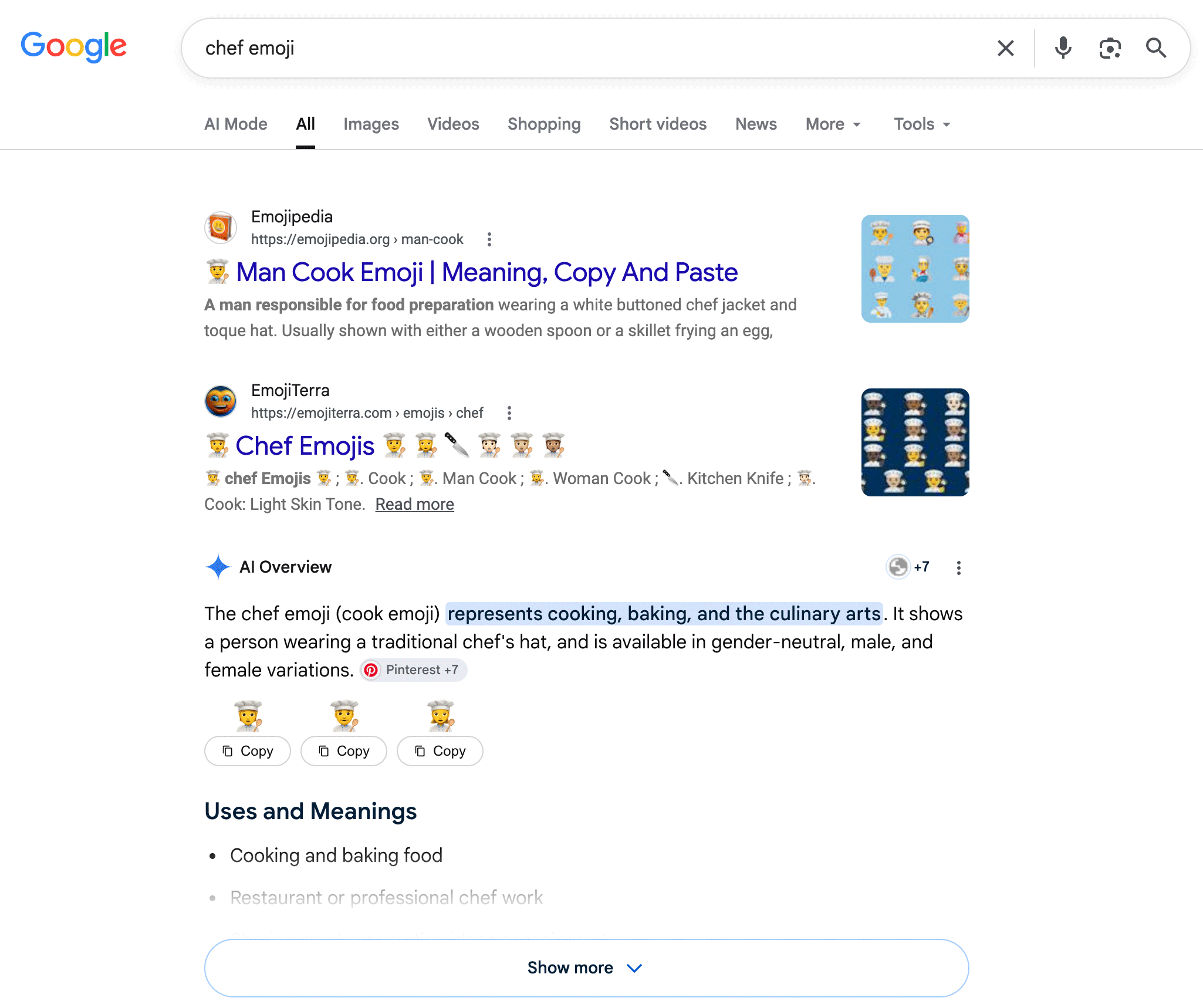Emoji du chef inférieur de Google Ai