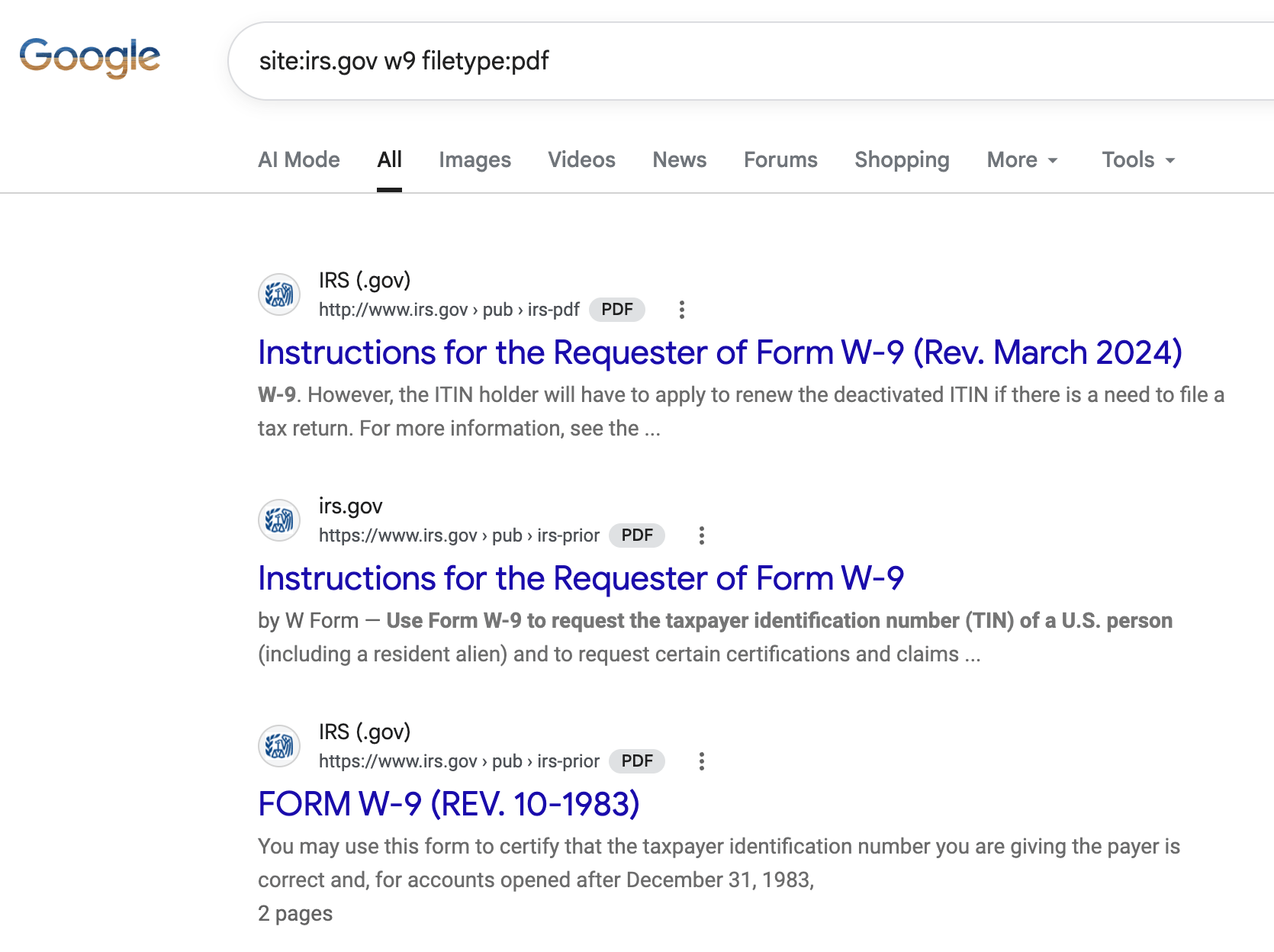 Requête de type de fichier
