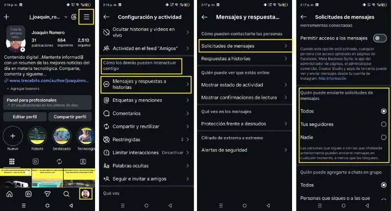 comment limiter qui peut vous envoyer des DM Instagram