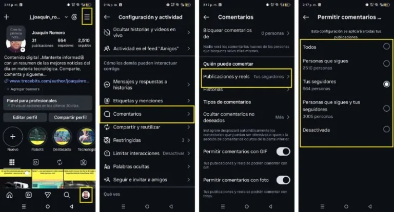 comment limiter les commentaires Instagram