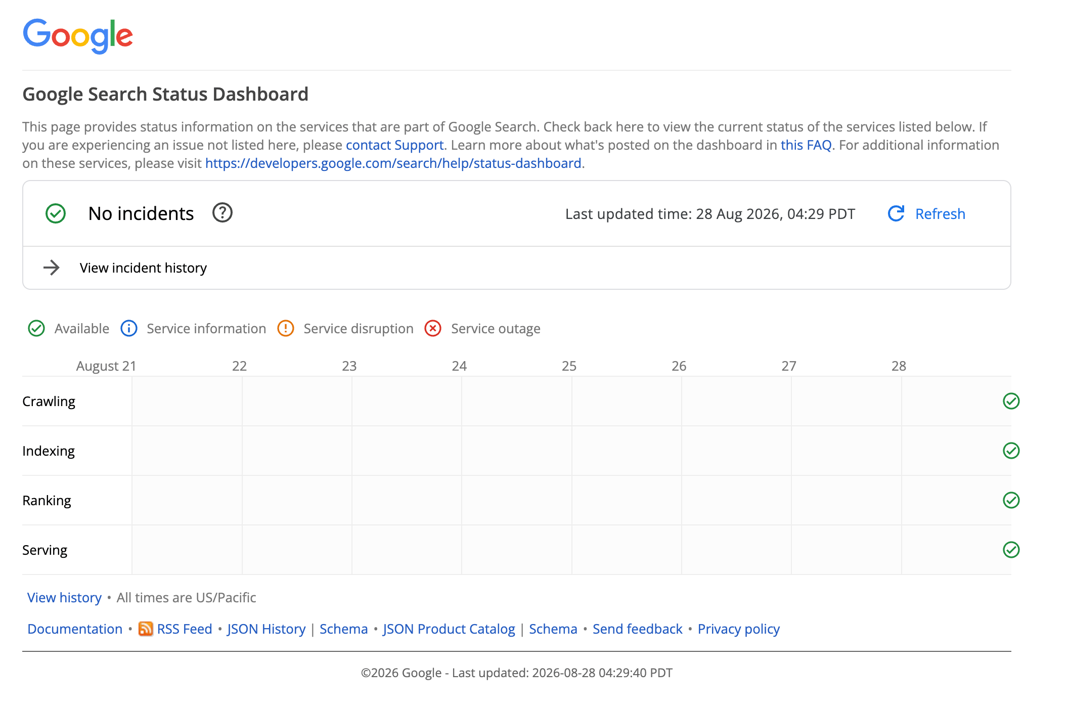 Statut de recherche Google