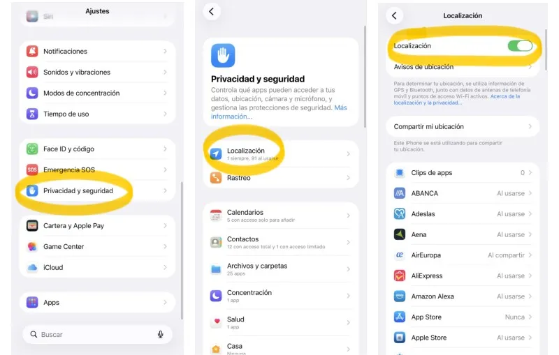 Emplacement Facebook iOS