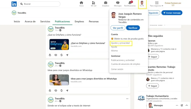 Comment afficher les paramètres du profil LinkedIn