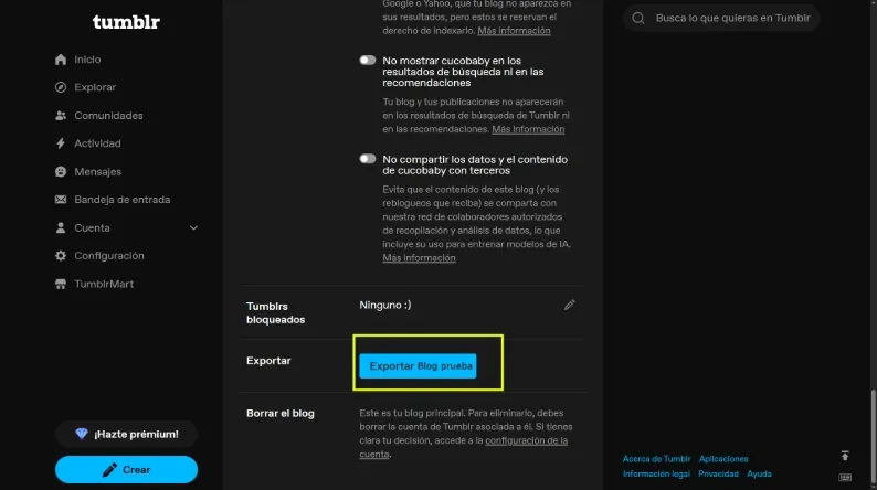 Comment exporter mon blog Tumblr