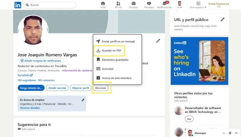 Comment télécharger votre CV LinkedIn