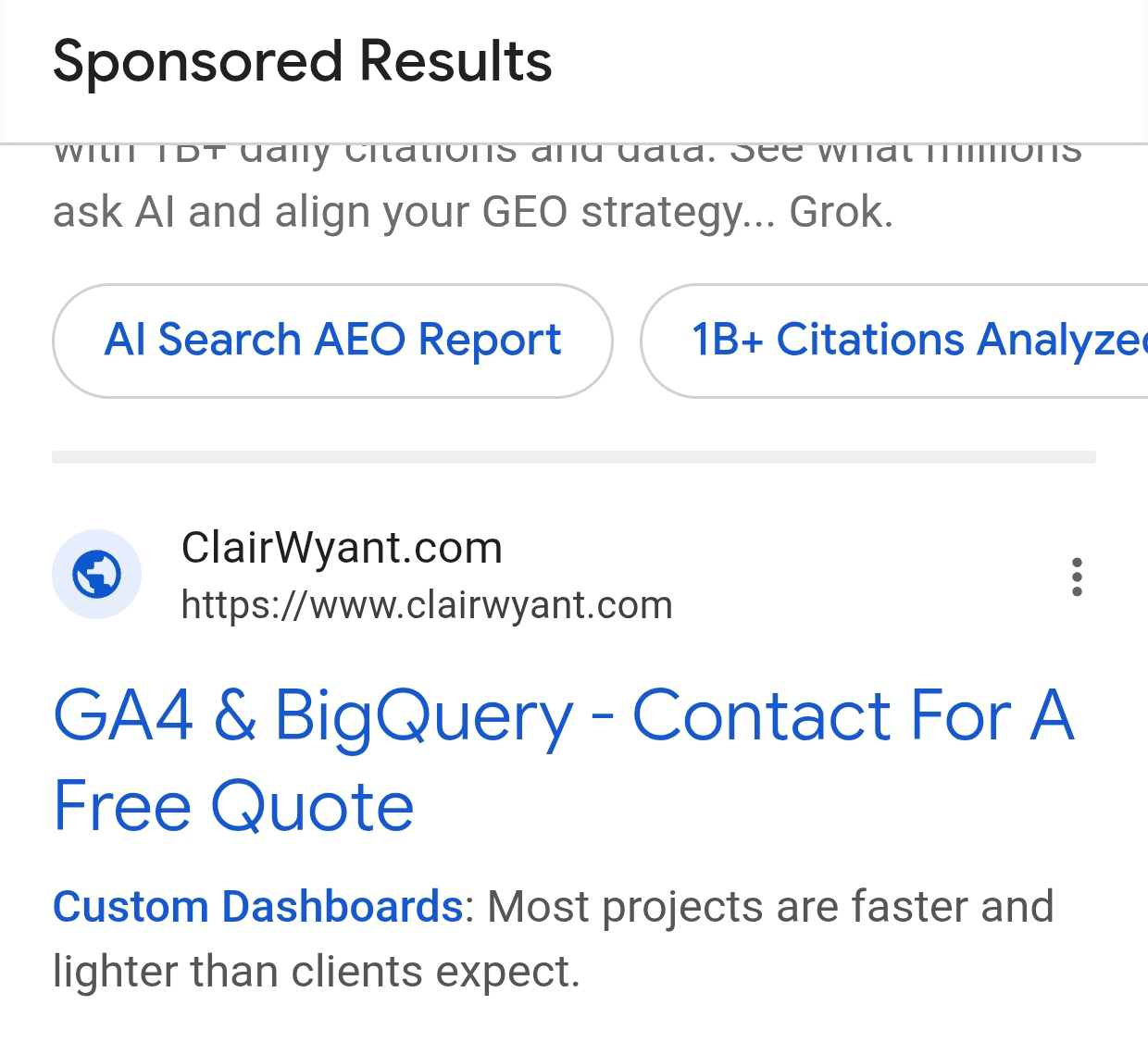 Liens bleus Google Ads descriptif
