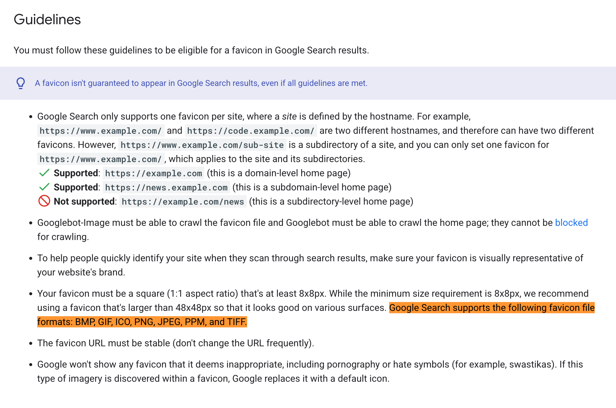 Favicon Doc Mise à jour Google Highlight