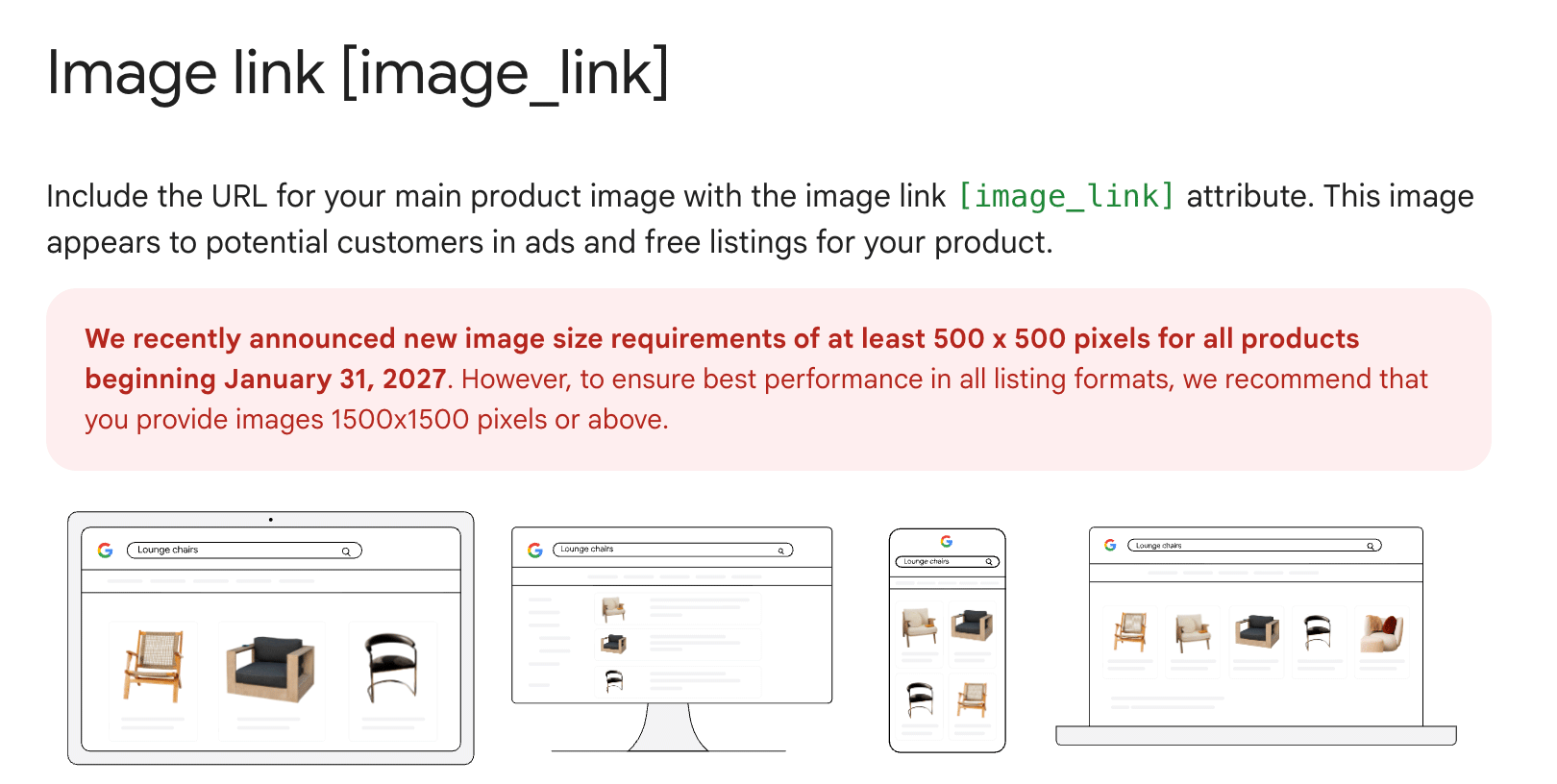 Avis sur la taille de l'image de Google Merchant Center Aide Doc