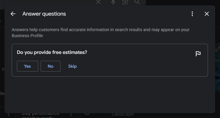 Invites de contrôle qualité des profils d'entreprise Google1