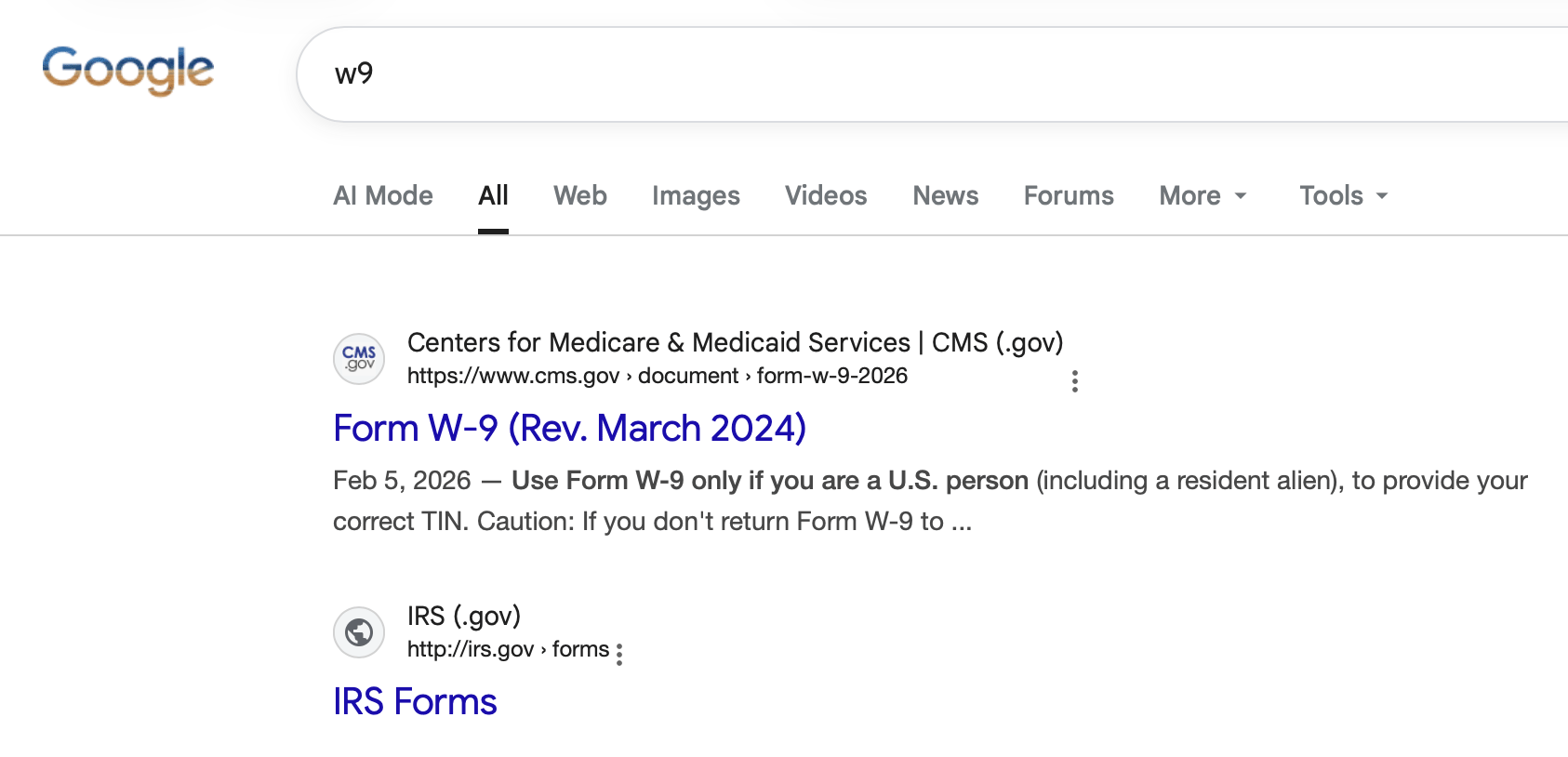 Recherche Google W9
