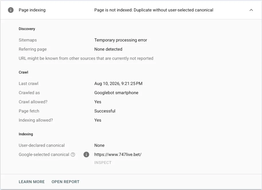 Spam canonique sélectionné par Google