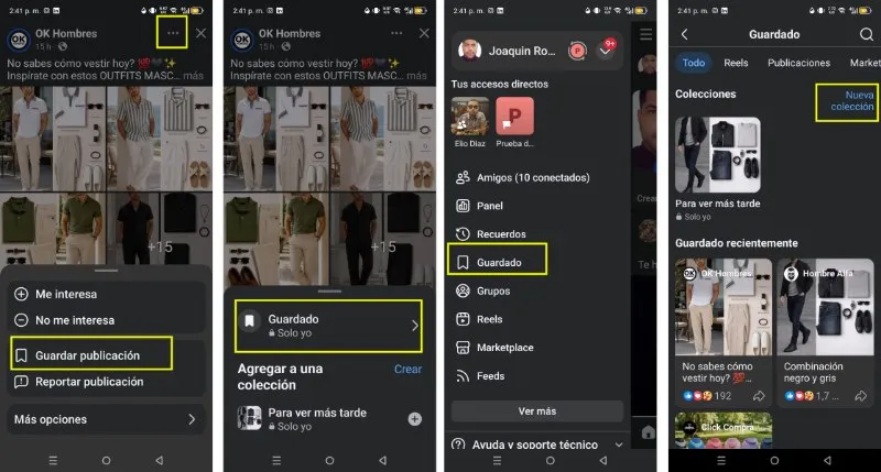Comment enregistrer une publication sur une application Facebook