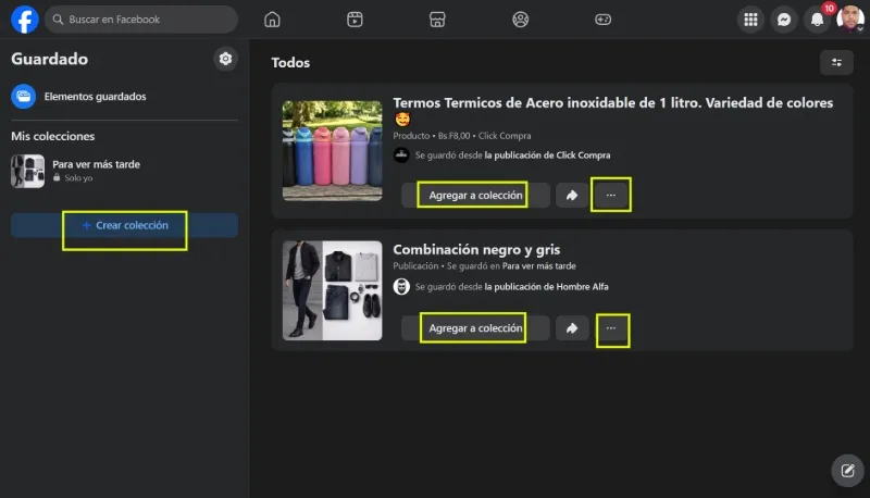 Afficher les publications Facebook enregistrées